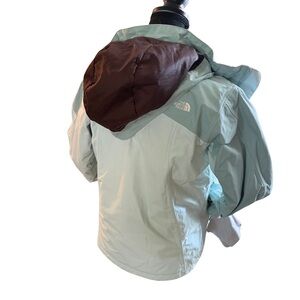 The North Face Girls Light Blue and Brown Hooded Jacket Medium
